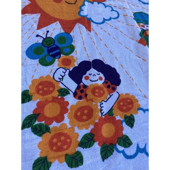 Vintage 70s B&D Groovy Hippie Beach Towel Wall Hanging "Love Is" 100% Cotton Sun - Picture 7 of 10
